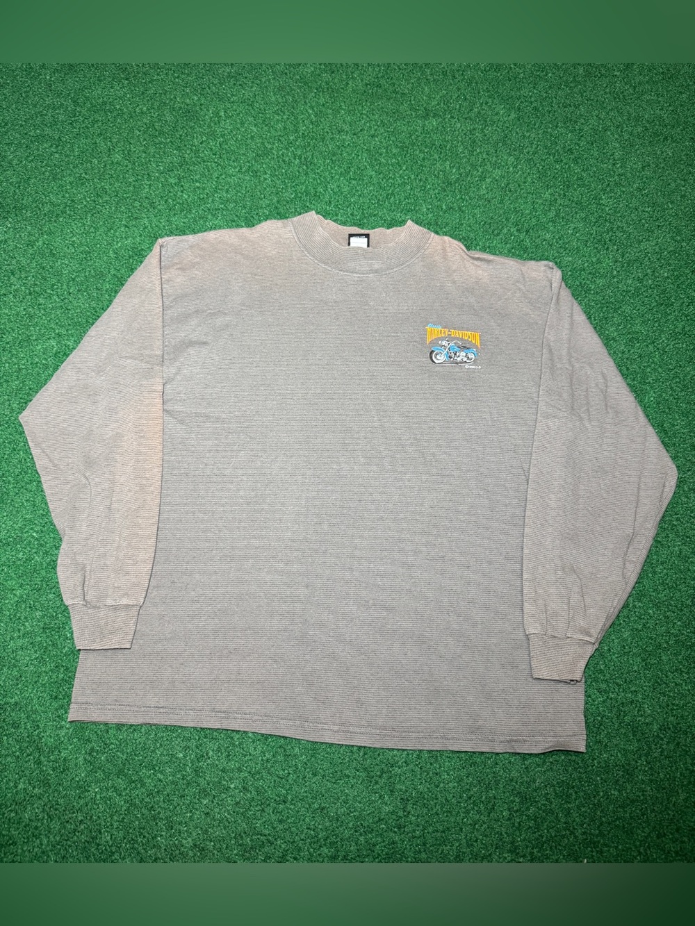 Harley Davidson Vintage Long Sleeve T Shirt 90s Gray XL Biker Motorcycle Cotton